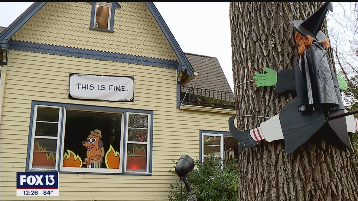 Homeowner recreates viral meme for hilarious Halloween decoration
